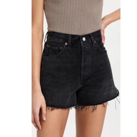 Agolde Dee Black Denim Shorts Women’s 26 - Picture 1 of 5